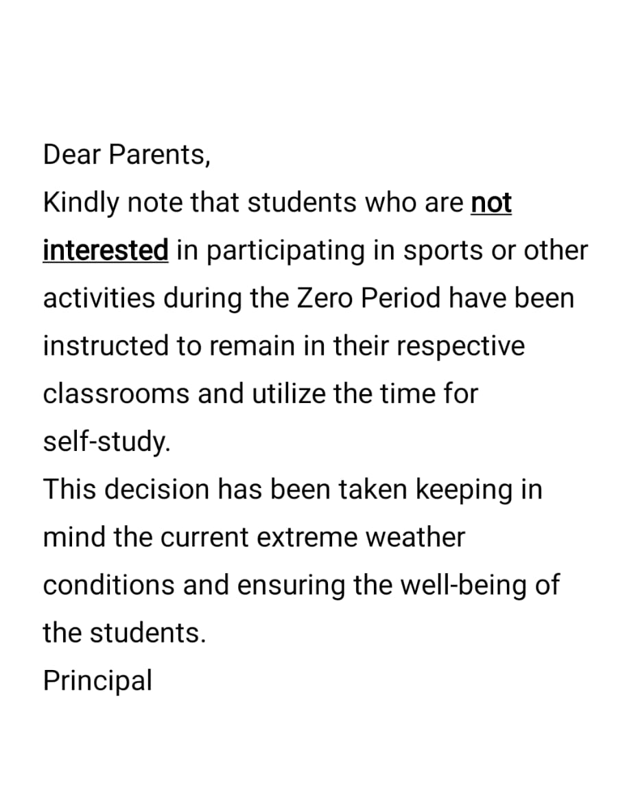 Zero Period Notice